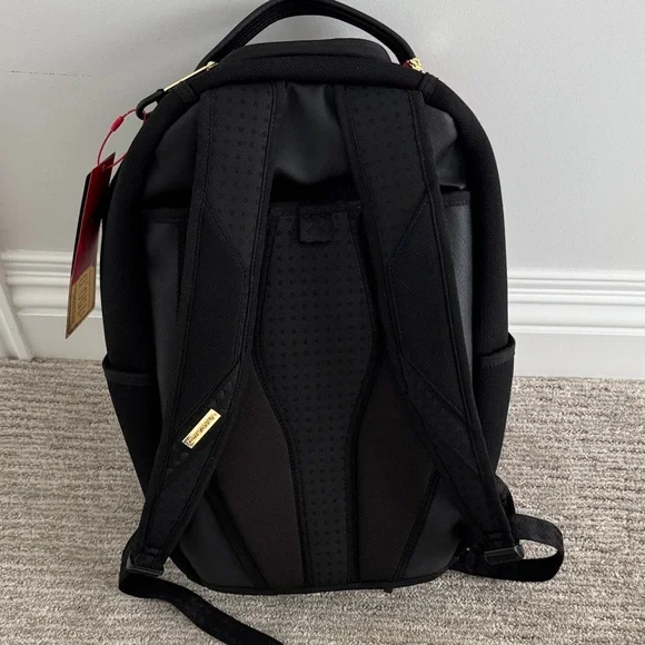 Sprayground Black Backpack with Vibrant Red Interior - Picture 4 of 6